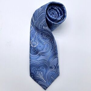 Donald J Trump Signature Collection Blue Paisley Silk Necktie Mens Hand Made Tie